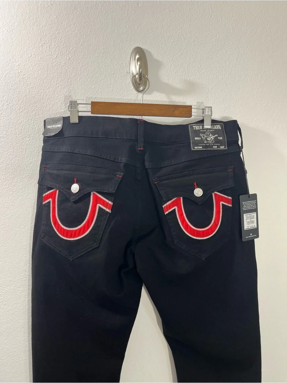 True Religion Ricky Applique SN Flap Straight “2SB Black Rinse” 36x30 #701564